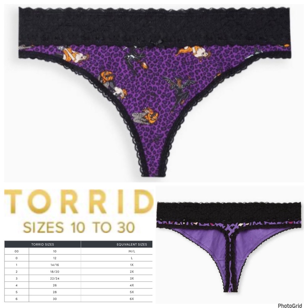 🌟🌟🌟torrid 6 plus size purple Halloween pinup thong panty NWT